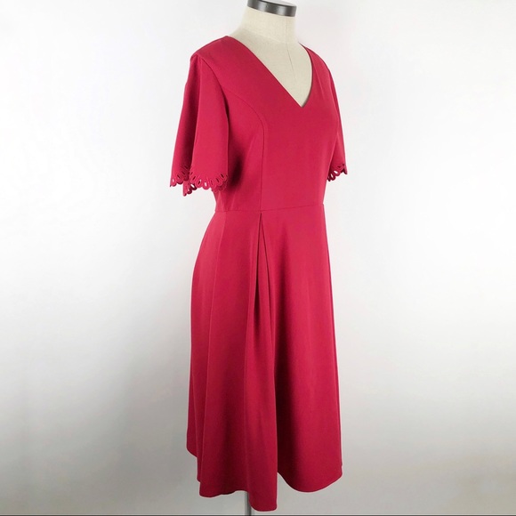 H&M Red Short Sleeve Fit And Flare Midi Dress - Picture 7 of 15